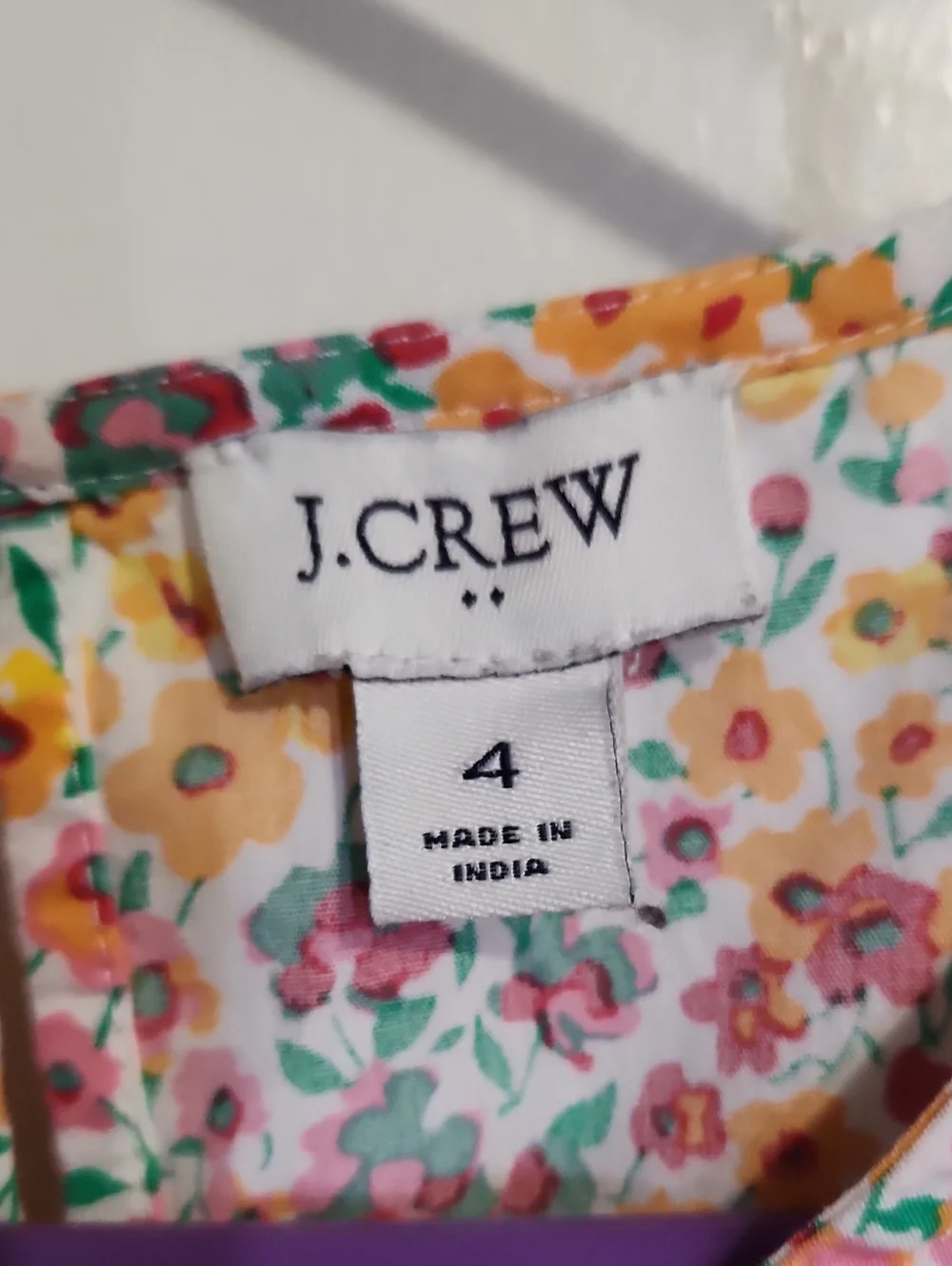 J. Crew White Floral Blouse with Yellow & Pink Flowers